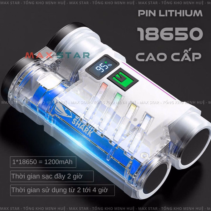Đèn Pin Siêu Sáng Smiling Shark Sd5273 Cầm Tay 5 Chế Độ Sáng Màn Hình Led Lcd Hiển Thị Pin Tích Hợp Giải Dạ Quang Gd234 - Lady'S Passion - Ảnh 9