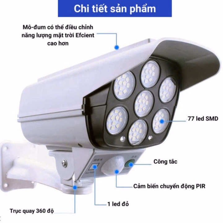 Đèn Năng Lượng Mặt Trời Giả Camera Ngoài Trời Tự Động Bật Tắt Chống Trộm, Chống Nước Ip67 Có Điều Khiển Gd233 - Lady'S Passion - Ảnh 8
