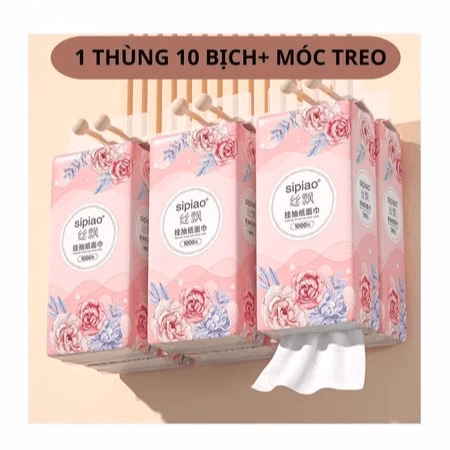 Thùng 10 Bịch Giấy Treo Đa Năng Hoa Hồng, Khăn Rút 4 Lớp Treo Tường Mỗi Bịch 1000 Tờ - Ctb822 - Ảnh 5