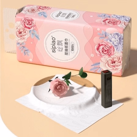 Thùng 10 Bịch Giấy Treo Đa Năng Hoa Hồng, Khăn Rút 4 Lớp Treo Tường Mỗi Bịch 1000 Tờ - Ctb822 - Ảnh 2