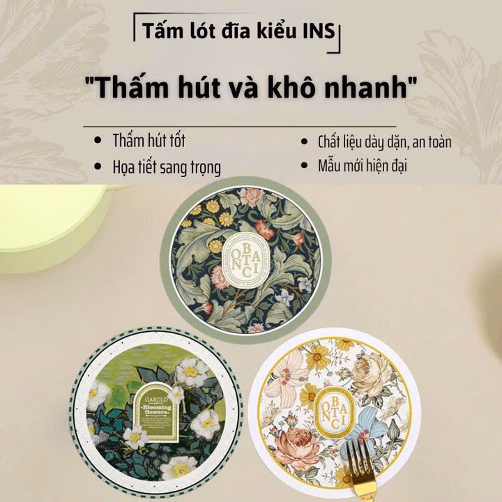 Set 4 Đế Lót Họa Tiết 12X12Cm Ngẫu Nhiên - Su - Ảnh 5