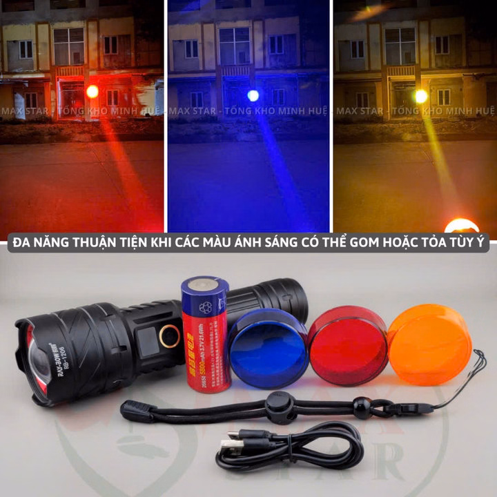 Đèn Pin Cầm Tay Siêu Sáng Raybow 1206 Zoom Xa Gần 4 Chế Độ Sáng Hiển Thị Phần Trăm Pin Sạc Ngược Cho Điện Thoại Gd236 - Lady'S Passion - Ảnh 8