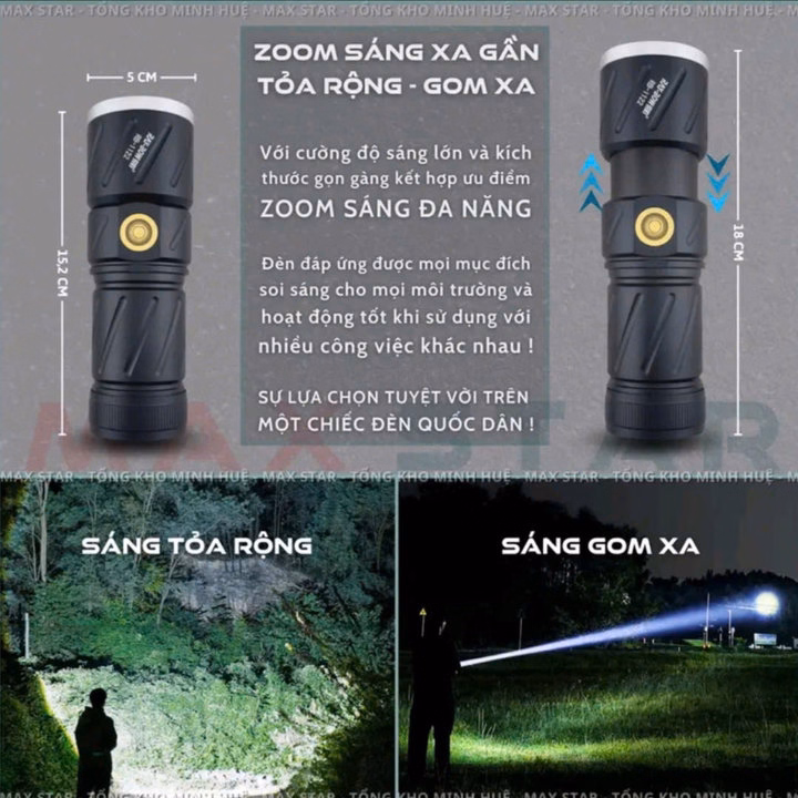 Đèn Pin Cầm Tay Siêu Sáng Raybow 1122 Chiếu Xa 700M 30W Zoom Xa Gần Chống Nước Sạc Ngược Điện Thoại Gd238 - Lady'S Passion - Ảnh 5