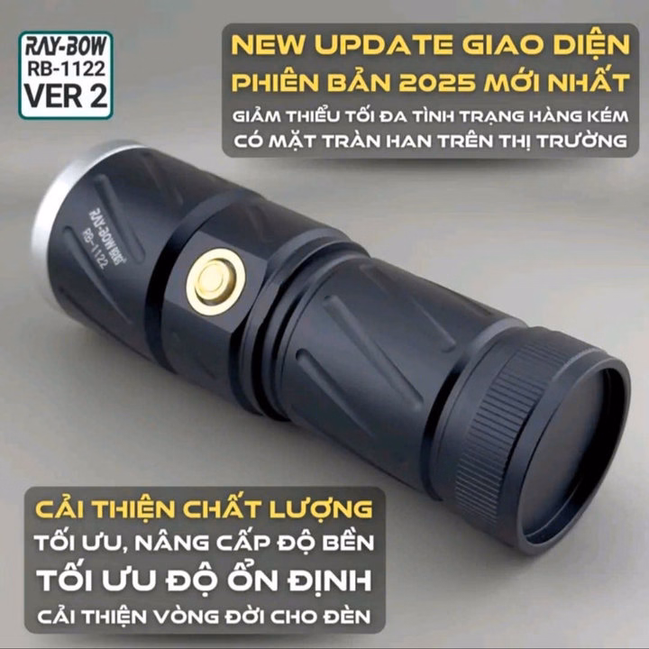 Đèn Pin Cầm Tay Siêu Sáng Raybow 1122 Chiếu Xa 700M 30W Zoom Xa Gần Chống Nước Sạc Ngược Điện Thoại Gd238 - Lady'S Passion - Ảnh 8