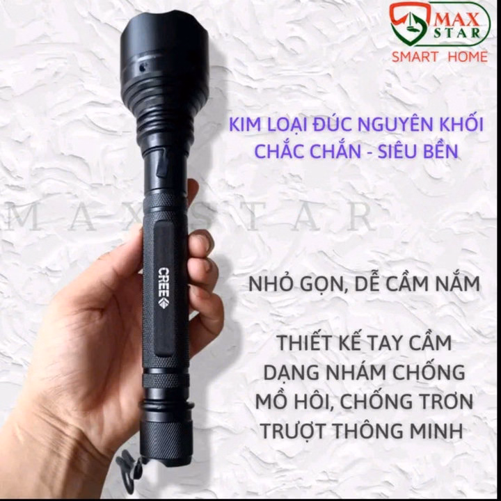 Đèn Pin Cầm Tay Siêu Sáng Cree Vỏ Inox Chống Nước Ip65 Pin Siêu Khỏe Kèm Sạc Tiện Dụng Gd050 - Lady'S Passion - Ảnh 5