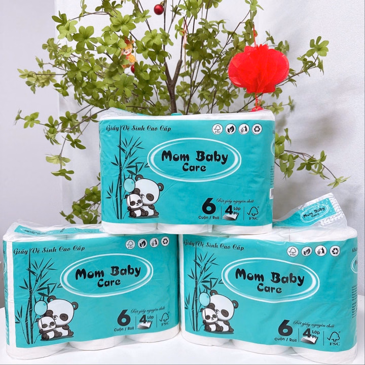 Túi 6 Cuộn Giấy Vệ Sinh Mom Baby Xanh - Gdn - Ảnh 4