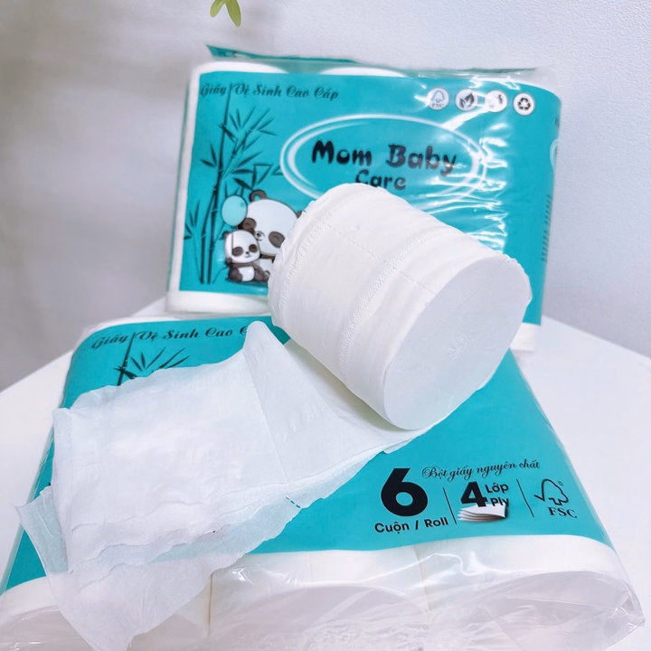 Túi 6 Cuộn Giấy Vệ Sinh Mom Baby Xanh - Gdn - Ảnh 2