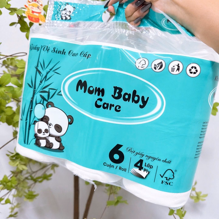 Túi 6 Cuộn Giấy Vệ Sinh Mom Baby Xanh - Gdn - Ảnh 5