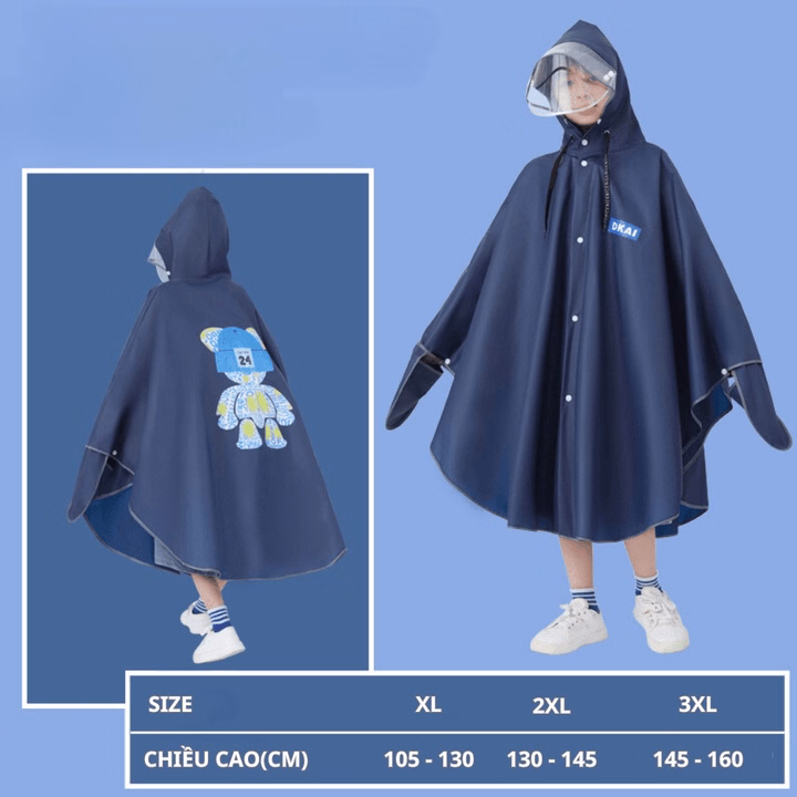 Áo Mưa Cánh Dơi Có Khóa Kéo Bh Kids, Chất Liệu Eva Thân Thiện Môi Trường, Có Kính Che Mặt, Chống Mưa, Bụi Bẩn Ch174 - Bh Kids - Ảnh 9