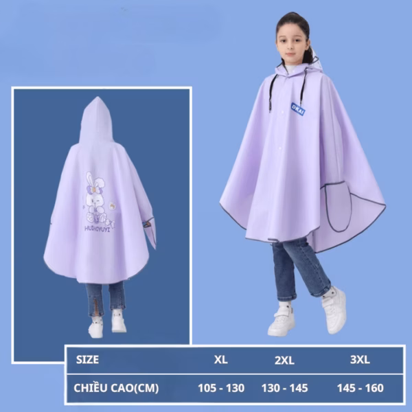 Áo Mưa Cánh Dơi Có Khóa Kéo Bh Kids, Chất Liệu Eva Thân Thiện Môi Trường, Có Kính Che Mặt, Chống Mưa, Bụi Bẩn Ch174 - Bh Kids - Ảnh 11