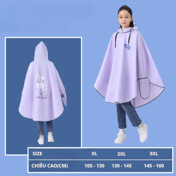 Áo Mưa Cánh Dơi Có Khóa Kéo Bh Kids, Chất Liệu Eva Thân Thiện Môi Trường, Có Kính Che Mặt, Chống Mưa, Bụi Bẩn Ch174 - Bh Kids - Ảnh 11