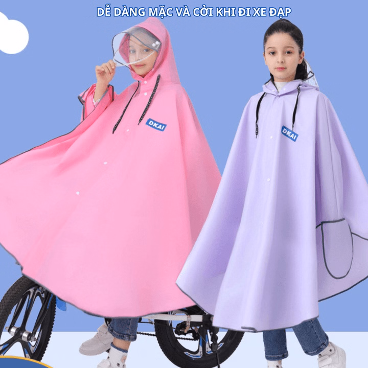 Áo Mưa Cánh Dơi Có Khóa Kéo Bh Kids, Chất Liệu Eva Thân Thiện Môi Trường, Có Kính Che Mặt, Chống Mưa, Bụi Bẩn Ch174 - Bh Kids - Ảnh 3