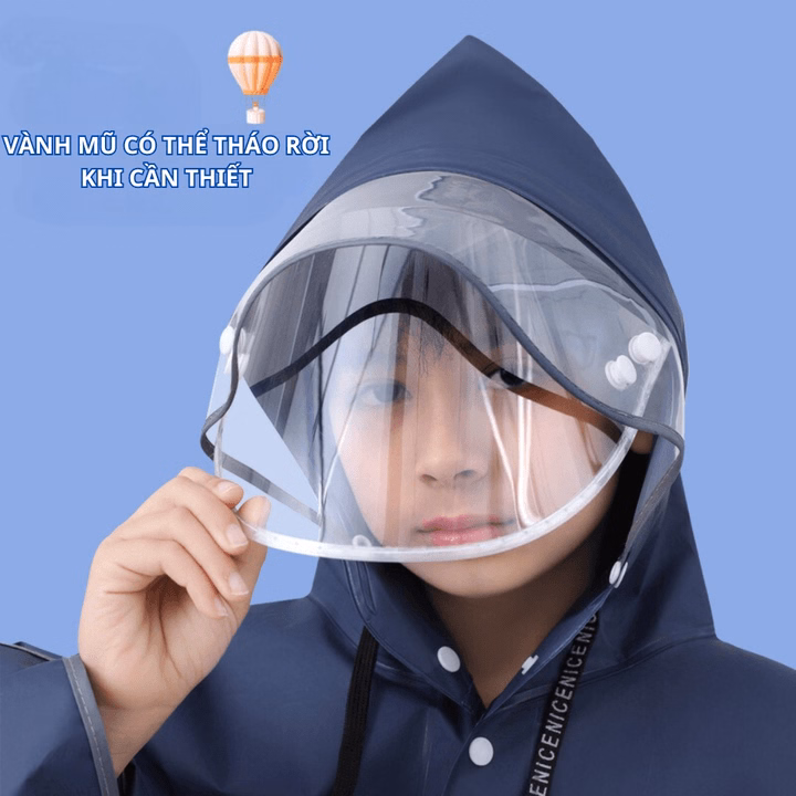 Áo Mưa Cánh Dơi Có Khóa Kéo Bh Kids, Chất Liệu Eva Thân Thiện Môi Trường, Có Kính Che Mặt, Chống Mưa, Bụi Bẩn Ch174 - Bh Kids - Ảnh 4