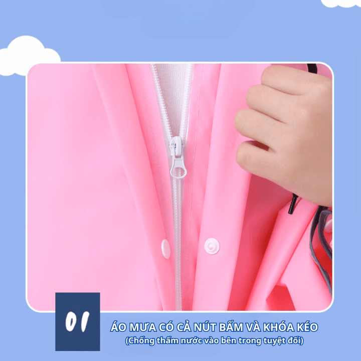 Áo Mưa Cánh Dơi Có Khóa Kéo Bh Kids, Chất Liệu Eva Thân Thiện Môi Trường, Có Kính Che Mặt, Chống Mưa, Bụi Bẩn Ch174 - Bh Kids - Ảnh 6