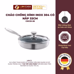 Chảo Chống Dính Thép Không Gỉ Lumi Casa 26Cm Công Nghệ Đức - Siêu Bền Và Tiết Kiệm Năng Lượng