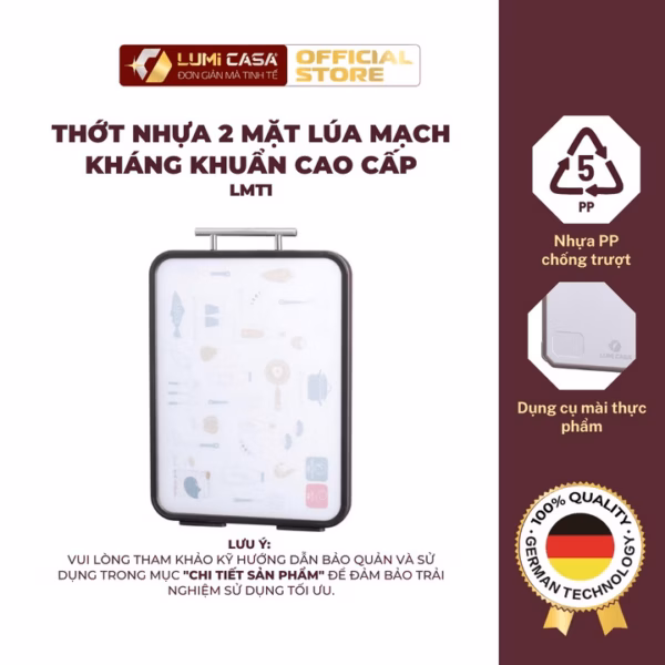 [Lmt1] Thớt Nhựa 2 Mặt Lúa Mạch Kháng Khuẩn Cao Cấp Lumi Casa Công Nghệ Đức - An Toàn & Hiện Đại
