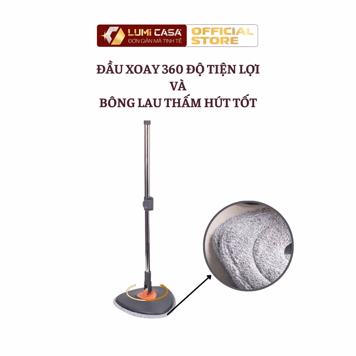 Bộ Lau Nhà Xoay 360 Độ Thông Minh Lumi Casa - Công Nghệ Đức, Đa Năng, Tiện Lợi - Ảnh 2
