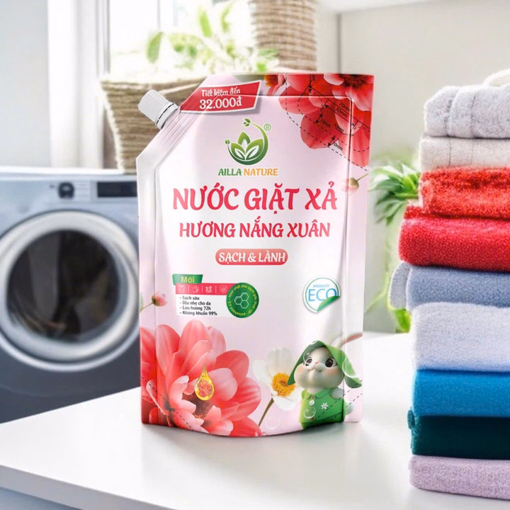 Nước Giặt Xả Ailla Nature Hương Nắng Xuân Thùng X 3 Túi 2Kg Sạch Sâu - Lưu Lâu - Công Nghệ Châu Âu – An Toàn Cho Cả Gia Đình! - Ảnh 2