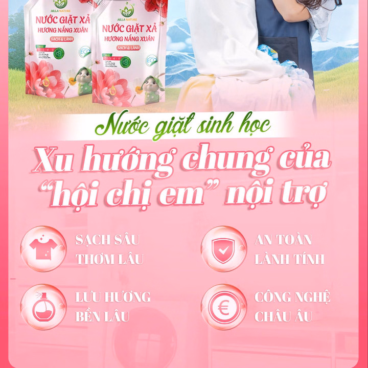 Nước Giặt Xả Ailla Nature Hương Nắng Xuân Thùng X 3 Túi 2Kg Sạch Sâu - Lưu Lâu - Công Nghệ Châu Âu – An Toàn Cho Cả Gia Đình! - Ảnh 15