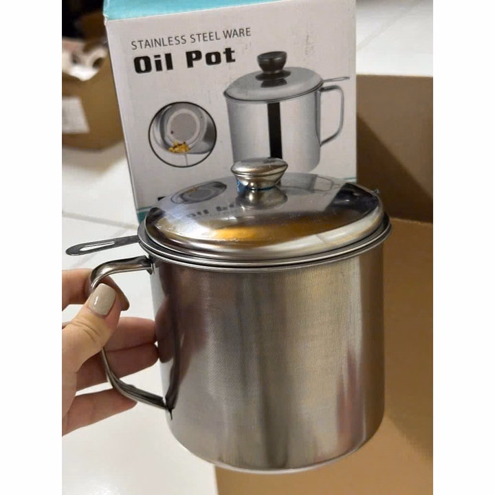 Ca Lọc Dầu Ăn Inox 304 Cao Cấp Không Gỉ 1200Ml Lọc Chất Cặn Trong Dầu Thừa, Bình Lọc Dầu Inox - Ảnh 2