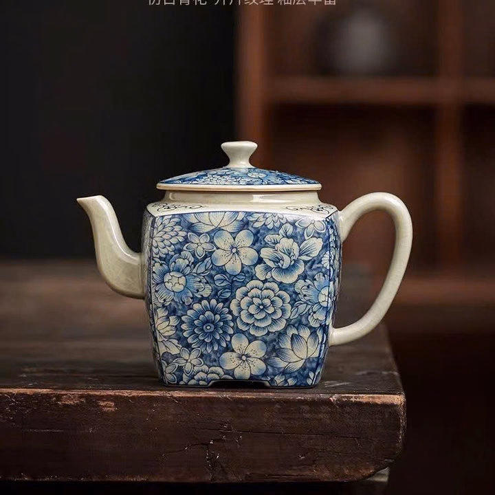 Bộ Ấm Chén Gốm Sứ Đức Hóa Cao Cấp, Họa Tiết Giả Cổ 9 Chi Tiết - Sương Mai - Ảnh 2
