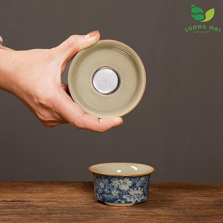 Bộ Ấm Chén Gốm Sứ Đức Hóa Cao Cấp, Họa Tiết Giả Cổ 9 Chi Tiết - Sương Mai - Ảnh 3