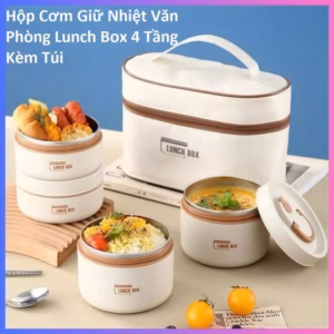 Hộp Cơm Giữ Nhiệt Văn Phòng Lunch Box 4 Tầng Kèm Túi - Gdn