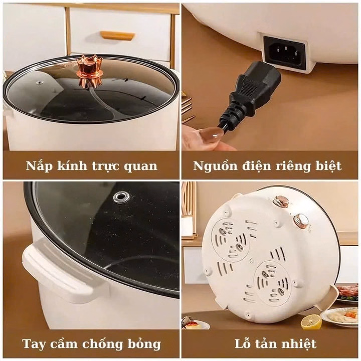 Nồi Lẩu Điện 2 Ngăn 2 Nút Điều Chỉnh Amazing Ah 5.5L - Gdn - Ảnh 6