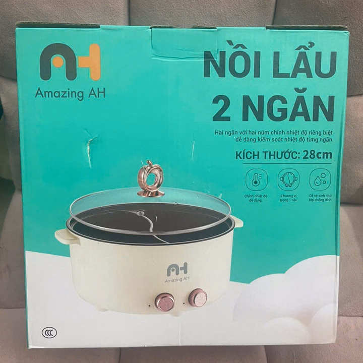 Nồi Lẩu Điện 2 Ngăn 2 Nút Điều Chỉnh Amazing Ah 5.5L - Gdn - Ảnh 8