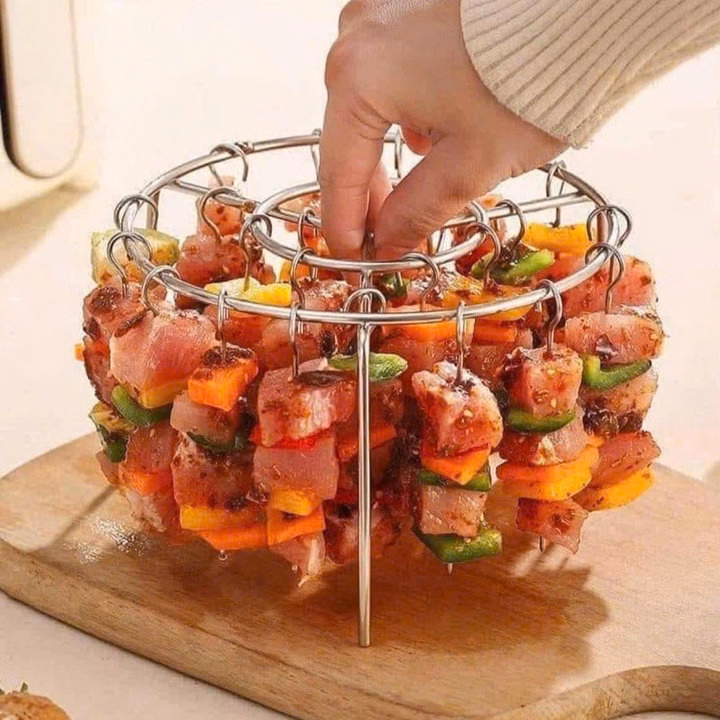 Khay Tròn Xiên Thịt Nướng Dùng Được Cho Nồi Chiên, Hàng 24 Que, - Ảnh 6