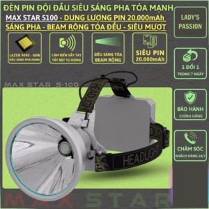 Đèn Đội Đầu Siêu Sáng Mạnh Tỏa Rộng Maxstar S100 Pin 20000Mah Độ Sáng 7500 Lumen Gd240 - Lady'S Passion