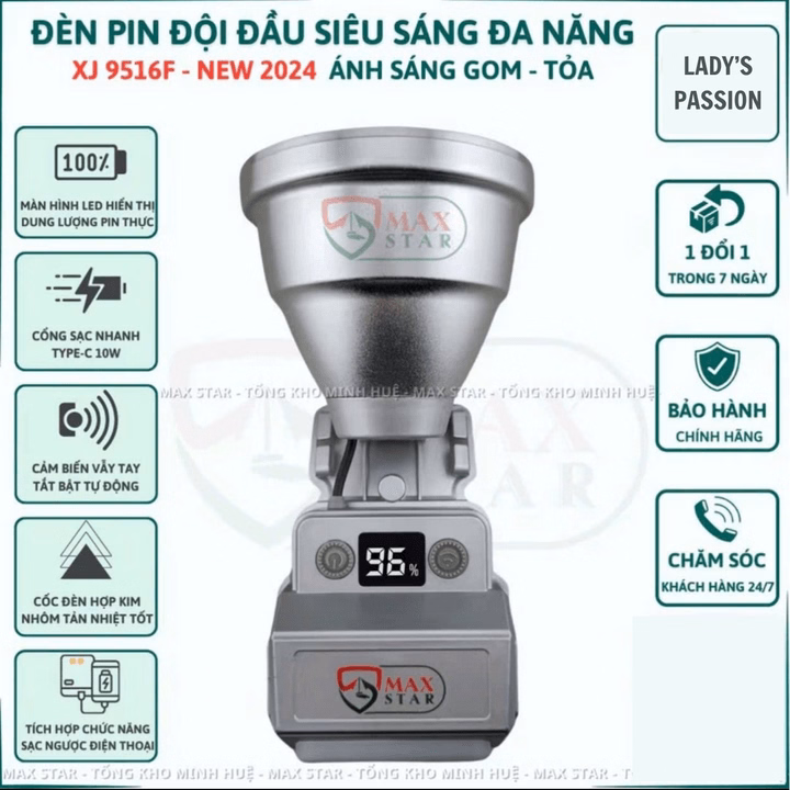 Đèn Pin Đội Đầu Xj9156F Ánh Sáng Gom Xa 1000M Cảm Biến Vẫy Tay Gd243 - Lady'S Passion