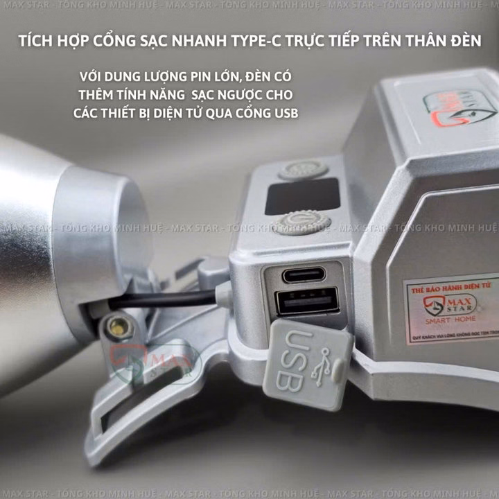 Đèn Pin Đội Đầu Xj9156F Ánh Sáng Gom Xa 1000M Cảm Biến Vẫy Tay Gd243 - Lady'S Passion - Ảnh 5