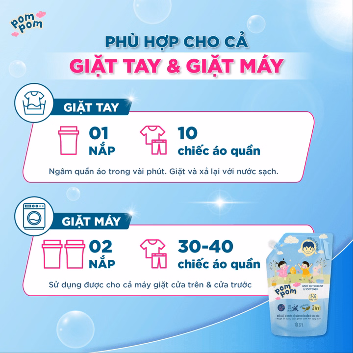 Túi 2.7L- Dành Cho Cả Nhà - Gel Giặt Xả 2In1"Lành" - Sạch Sâu Vết Bẩn - Dưỡng Mới Vải - Lưu Hương Tích Hợp Kháng Khuẩn An Toàn Cho Đồ Lót - Ảnh 6