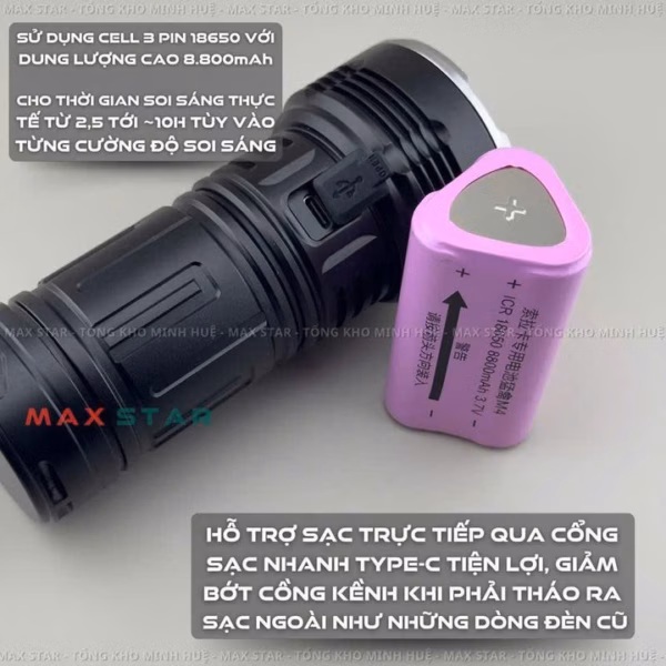 Đèn Pin Cầm Tay Laka825 Siêu Sáng Vỏ Nhôm Chống Nước Pin Trâu Gd247 - Lady'S Passion - Ảnh 5