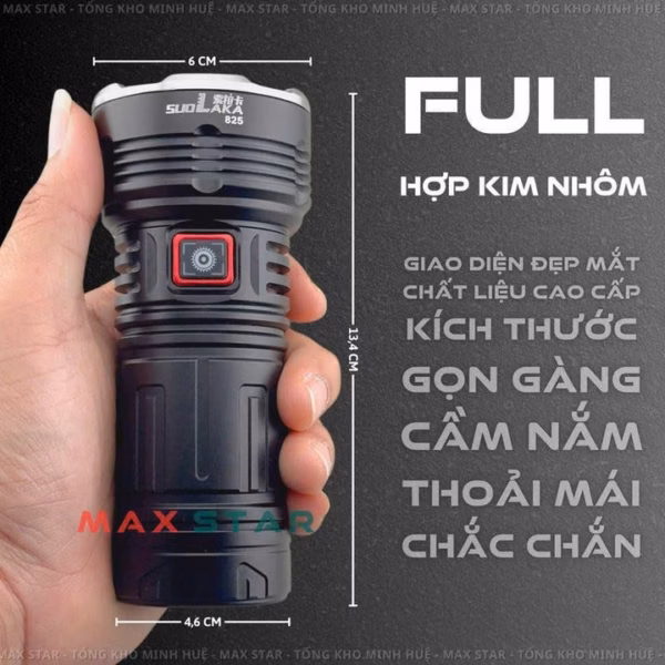 Đèn Pin Cầm Tay Laka825 Siêu Sáng Vỏ Nhôm Chống Nước Pin Trâu Gd247 - Lady'S Passion - Ảnh 6