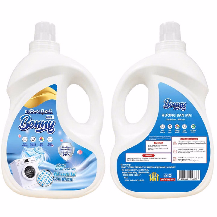 Nước Giặt Xả Đậm Đặc Bonny 6 Trong 1 Hương Thơm Quyến Rũ Loại Can 3,6L - Thời Trang Hc - Ảnh 2