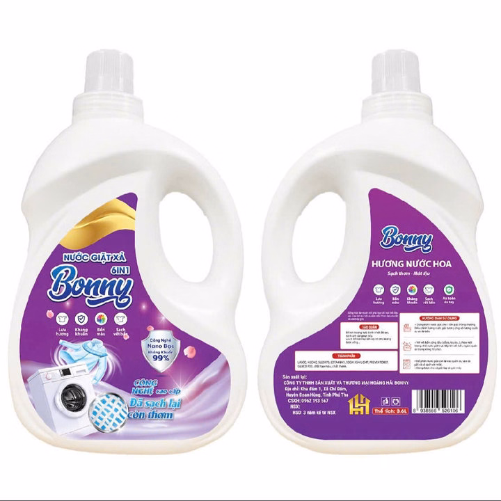 Nước Giặt Xả Đậm Đặc Bonny 6 Trong 1 Hương Thơm Quyến Rũ Loại Can 3,6L - Thời Trang Hc - Ảnh 3
