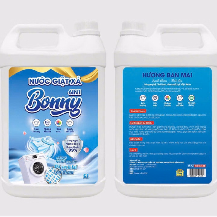 Nước Giặt Xả Đậm Đặc Bonny 6 Trong 1 Hương Thơm Quyến Rũ Loại Can 5L - Thời Trang Hc - Ảnh 3