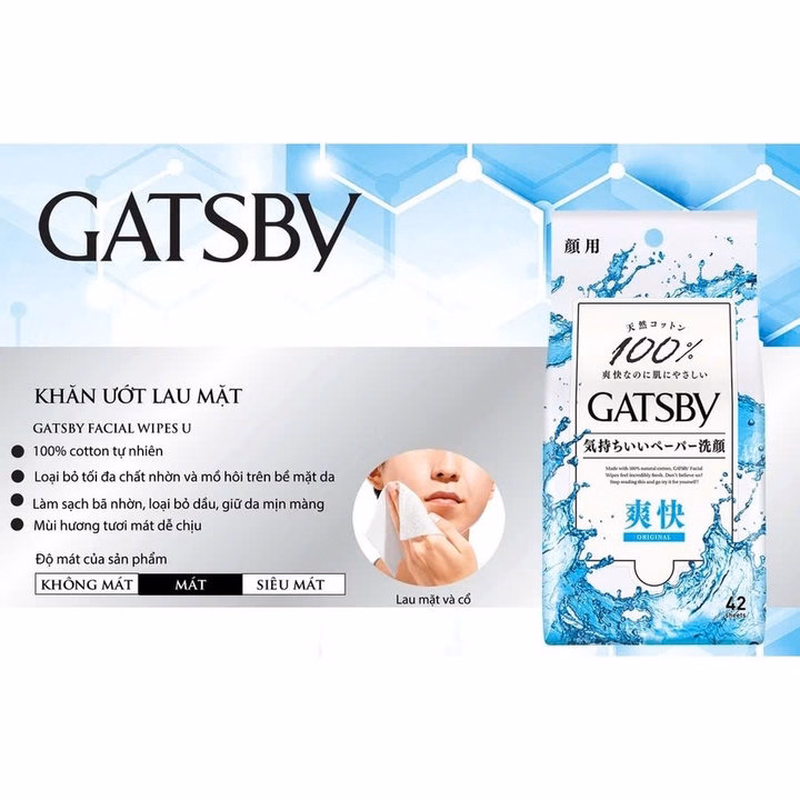 Khăn Giấy Ướt Cotton Lau Mặt Gatsby Facial Wipes Buồn Ngủ Hay Nhậu Xỉn Lau Phát Tỉnh Luôn 42 Tờ Nhật Bản - Gdn - Ảnh 6