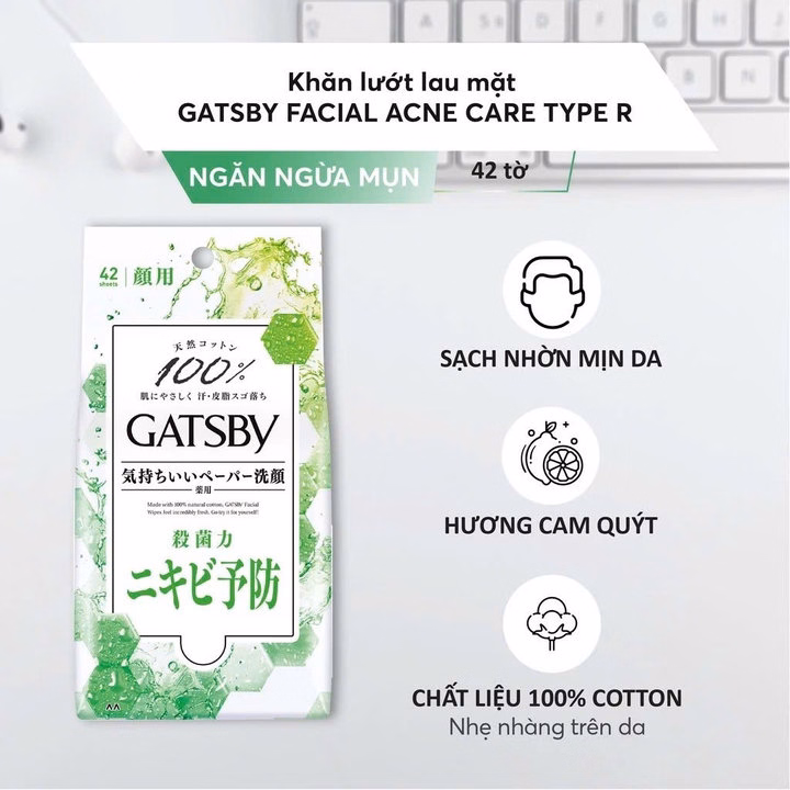 Khăn Giấy Ướt Cotton Lau Mặt Gatsby Facial Wipes Buồn Ngủ Hay Nhậu Xỉn Lau Phát Tỉnh Luôn 42 Tờ Nhật Bản - Gdn - Ảnh 4