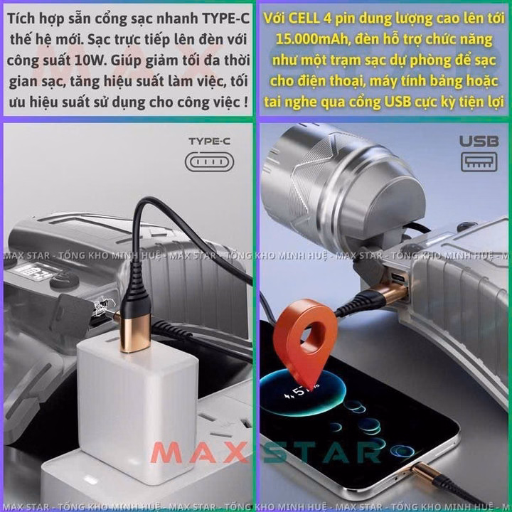 Đèn Pin Đội Đầu N-Light Xj-9526S Siêu Sáng Zoom Xa Gần, Cảm Biến Vẫy Tay, Pin 15000Mah Gd251 - Lady'S Passion - Ảnh 6