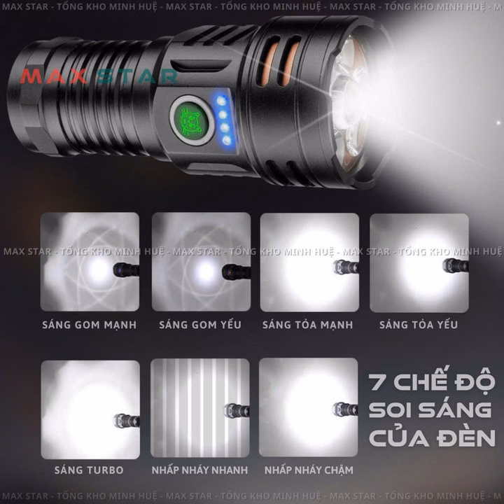 Đèn Pin Cầm Tay Maxstar Ymf7 Cao Cấp Chống Nước Ipx7, Độ Sáng 4200 Lumen Pin Trâu Gd253 - Lady'S Passion - Ảnh 3