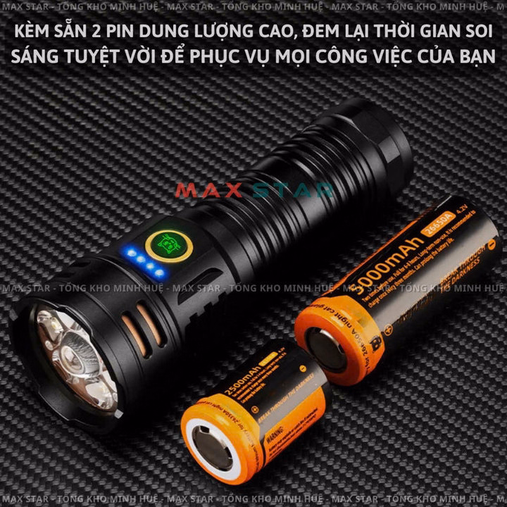 Đèn Pin Cầm Tay Maxstar Ymf7 Cao Cấp Chống Nước Ipx7, Độ Sáng 4200 Lumen Pin Trâu Gd253 - Lady'S Passion - Ảnh 10