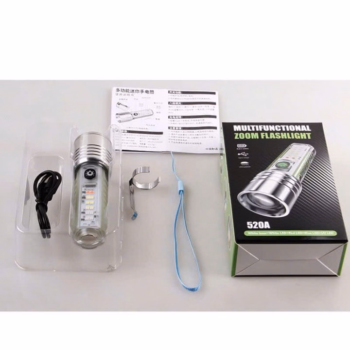 Đèn Pin Cầm Tay Mini 520A Zoom Sáng Xa Gần 8 Chế Độ Sáng Gd255 - Lady'S Passion - Ảnh 5
