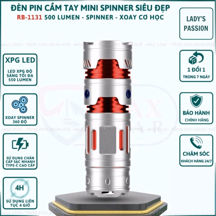 Đèn Pin Cầm Tay Mini Raybow Rb-1131 Vỏ Nhôm Tích Hợp Xoay 180 Độ Thông Minh Thư Giãn Gd259 - Lady'S Passion