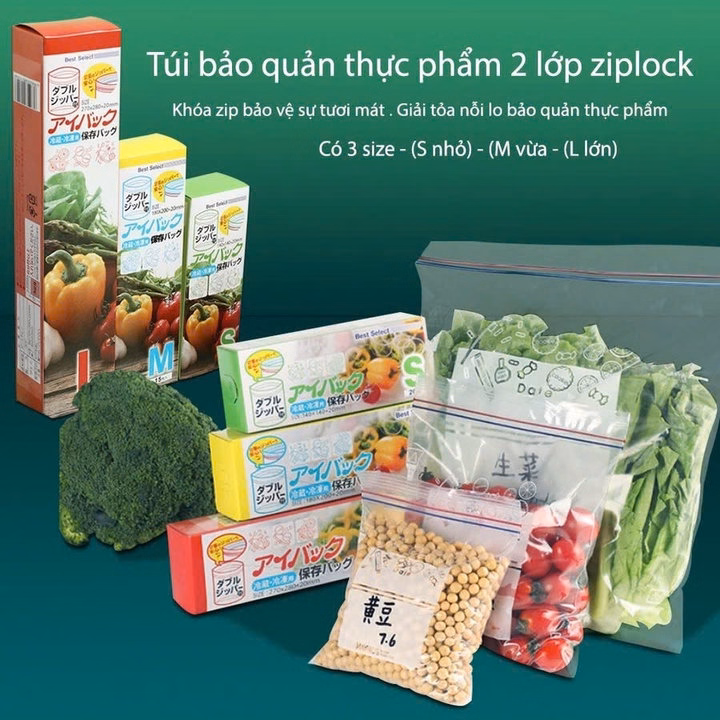 Set 3 Hộp Túi Zip Đựng Thực Phẩm, Túi Zipper Bảo Quản Thưc Phẩm Trong Tủ Lạnh Tái Sử Dụng Nhiều Lần - Gdn - Ảnh 3