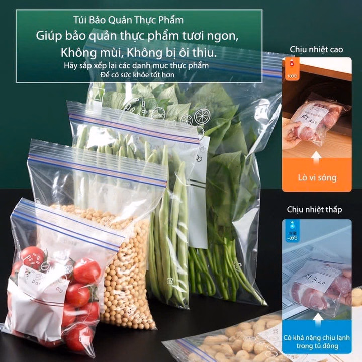 Set 3 Hộp Túi Zip Đựng Thực Phẩm, Túi Zipper Bảo Quản Thưc Phẩm Trong Tủ Lạnh Tái Sử Dụng Nhiều Lần - Gdn - Ảnh 6