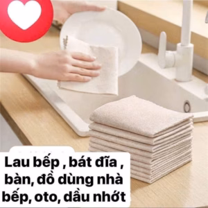 Sét 10 Khăn Lau Xơ Mướp Đa Năng Tiện Ích