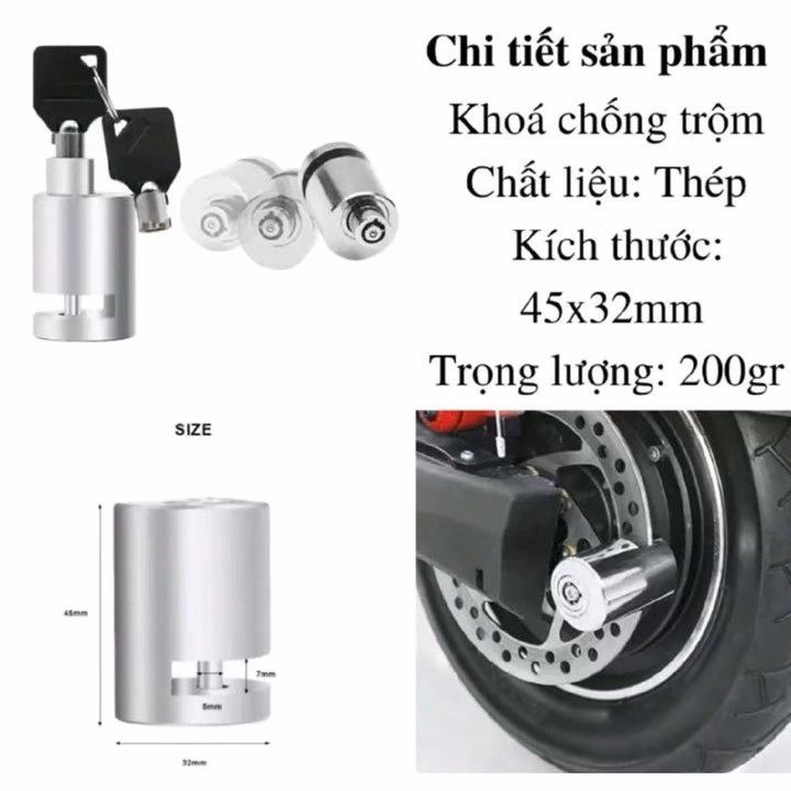 Khóa Phanh Đĩa Xe Máy - Chống Trộm Chất Liệu Thép Nguyên Khối Thiết Kế Thông Minh An Toàn - Gdn - Ảnh 3